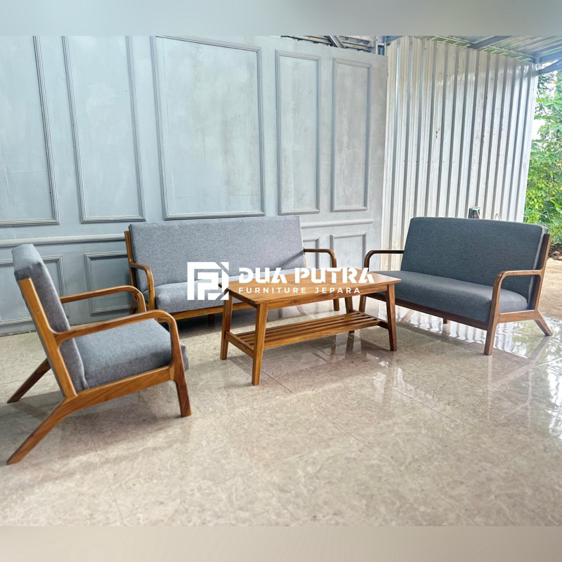 Kursi sofa tamu minimalis Custom kayu jati busa jok paten