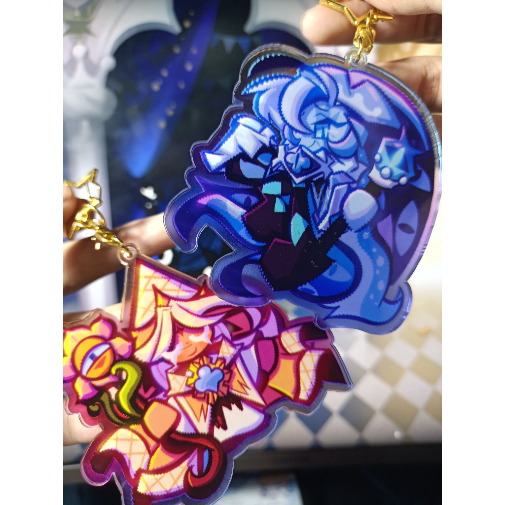 Rhayafell - Cookie run Kingdom Shadow Milk Cookie and Pure Vanilla cookie keychain/gantungan kunci