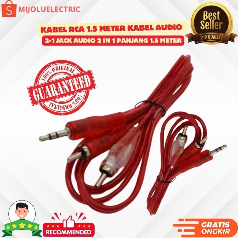 KABEL RCA MINI STEREO // KABEL RCA 2 IN 1 // KABEL AUDIO 2-1 JACK AUDIO 2 IN 1 PANJANG 1.5 METER