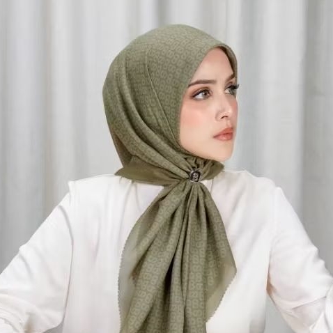 TAPIS SQUARE BUTTONSCARVES KHAKI BARU ORIGINAL SIAP KIRIM JILBAB KHAKI