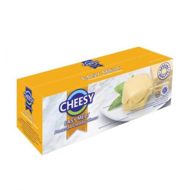 

Keju Cheddar Mudah Leleh Cheesy 480g Easy Melt Cheddar Cheese Pengganti Mozzarella