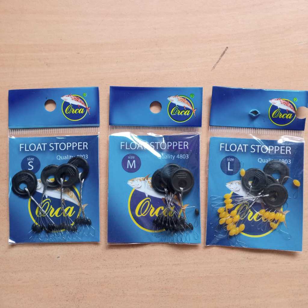 Stopper Orca Stopper Pembatas Pelampung Dan Timah Stopper Pancing Bulat Hitam Kuning Isi 4 pcs