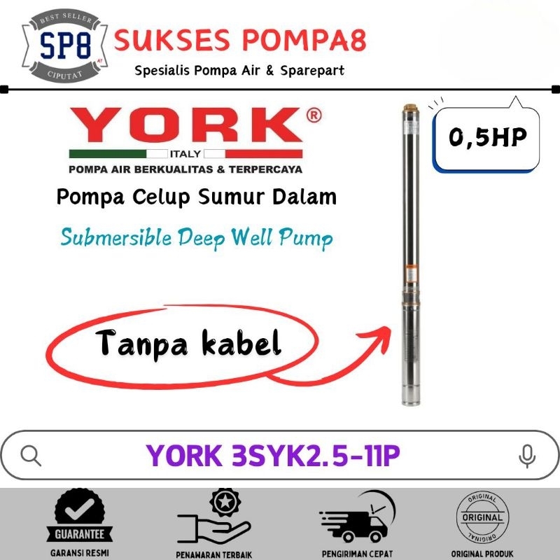 Submersible Pump YORK 0,5HP 3" 3SYK2.5-11P / Pompa Satelit