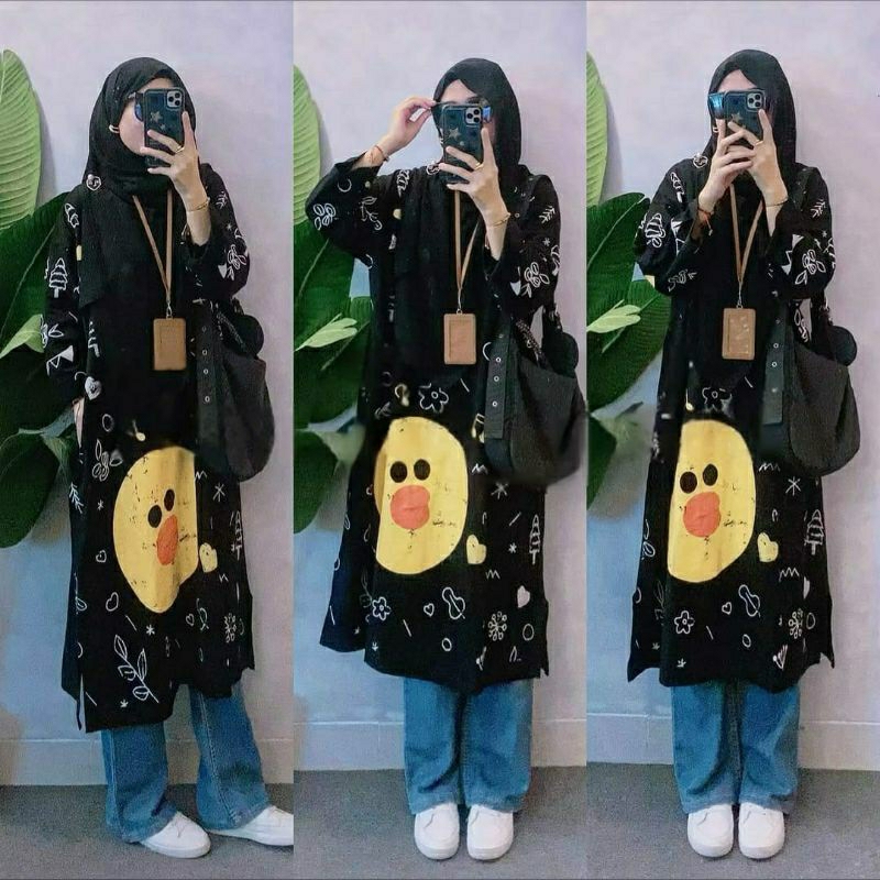 Sally Long Tunik, tunik bahan kaos combat premium jumbo fit XXXXL ld 130-140 termurah terlaris kekin