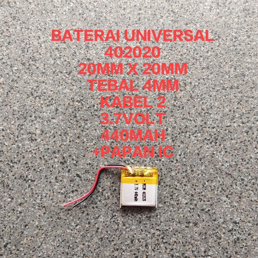 BATERAI JAM / SMART WATCH UNIVERSAL 402020 KABEL 2 DAN MODEL SOKET 440MAH