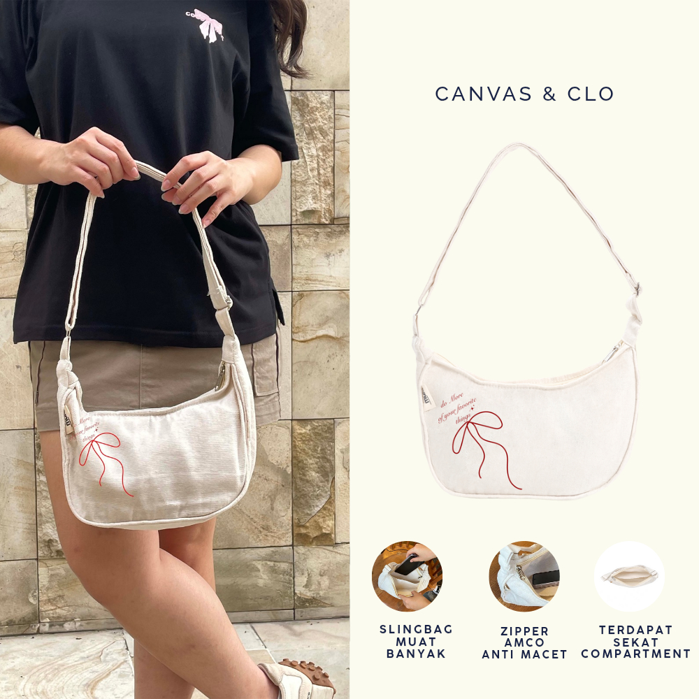 Canvas.Clo Ruby Slingbag Kanvas Wanita Tas Selempang Shoulder Bag Hand Slingbag Resleting