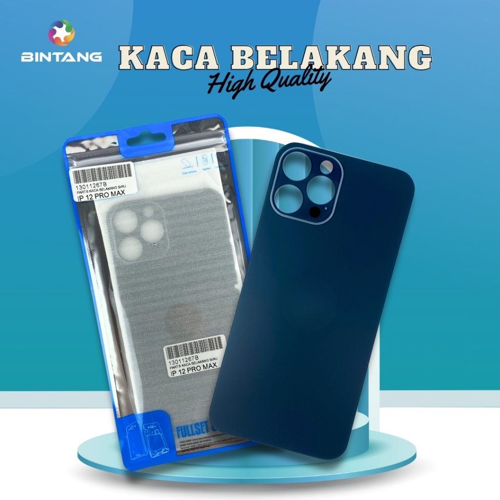 BACK COVER/BACK DOOR/BACK GLASS/BACK HOUSING/PENUTUP BELAKANG BIRU IPHONE 12 PRO MAX