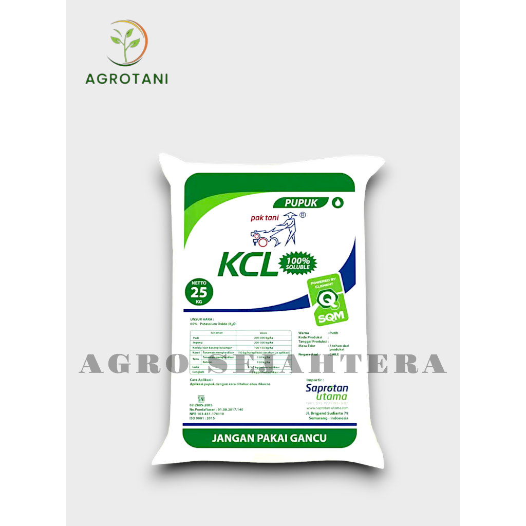 PUPUK PAK TANI KCL PUTIH REPACK/BUKAN KEMASAN PABRIK ISI 1KG