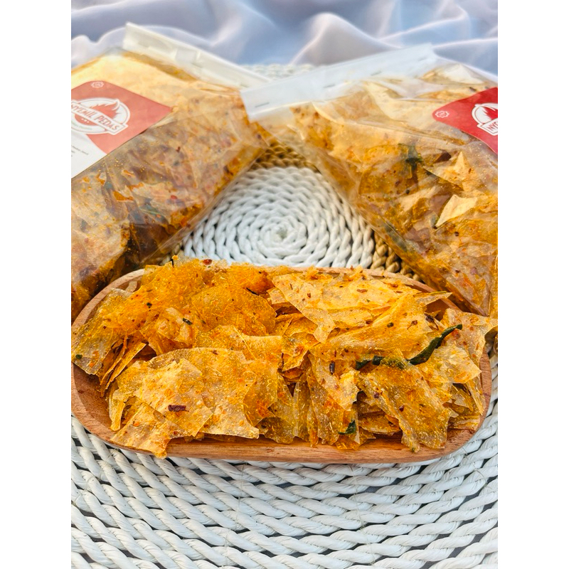 

TERMURAH TERNAGIH [PROMO] Kripca/Keripik Kaca Pedas Jeruk (Small) Bumbu Melimpah By Nyemil Pedas