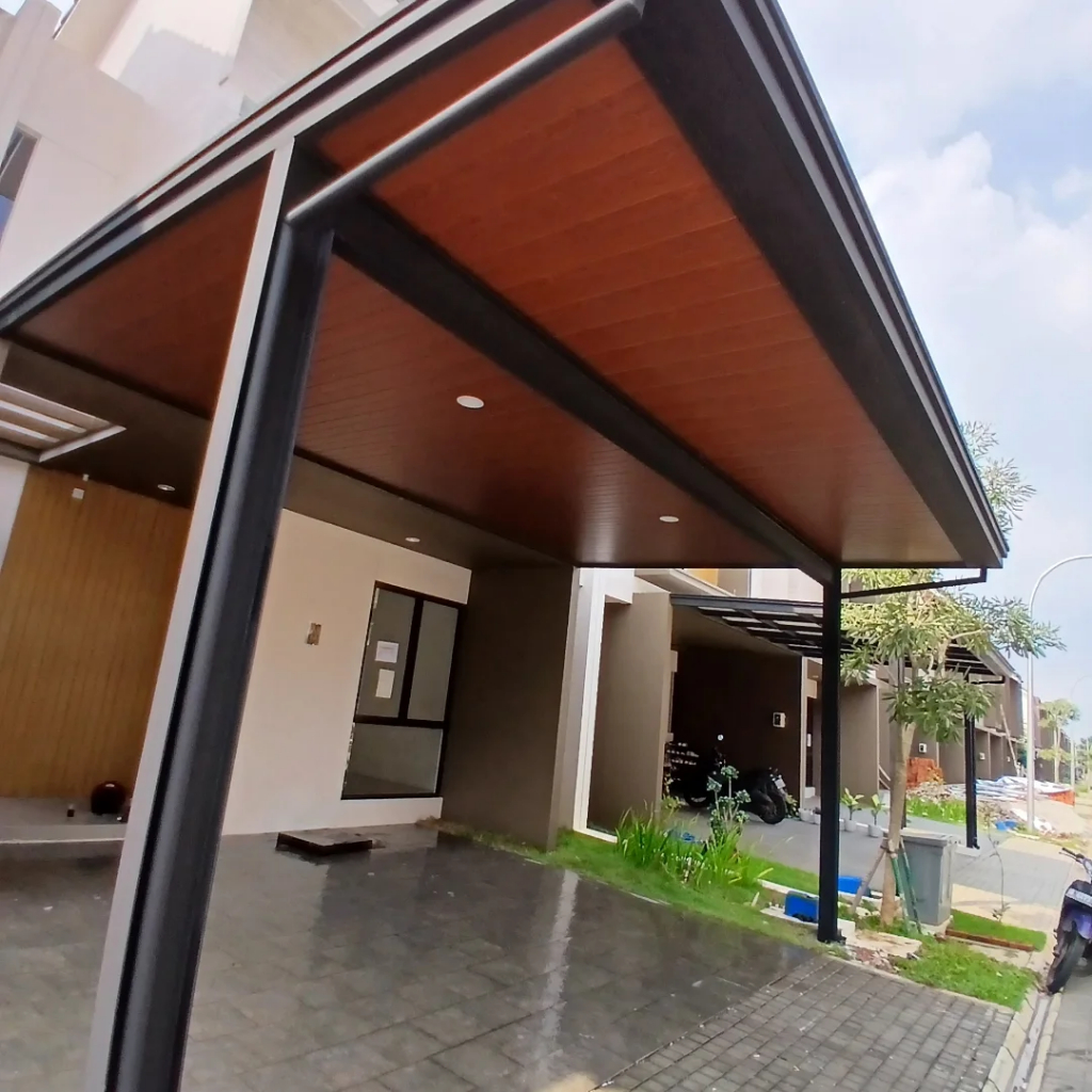 Kanopi dan plafon PVC kekinian atap alderon RS rangka besi hollo galvanis