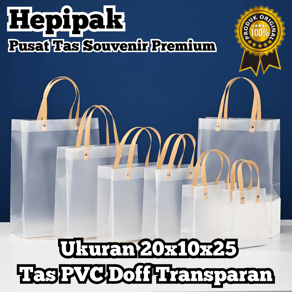 

[ GROSIR PER 10 PCS ] Goodie Bag Doff 20x10x25 PVC Transparan Tas Mika Souvenir Lebaran Imlek Natal