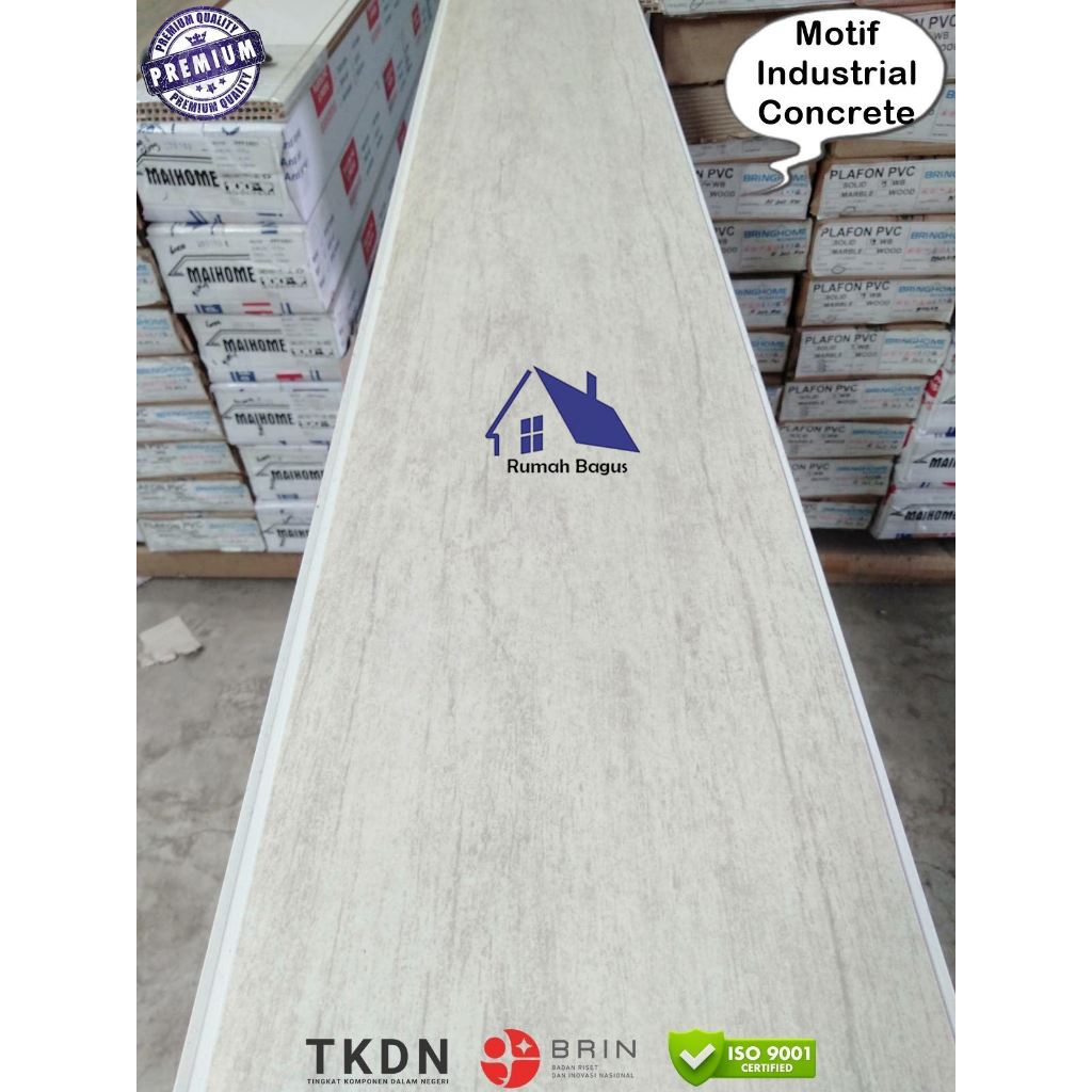 Plafon PVC Industrial Concrete Motif Marmer Glossy Kuat Mewah