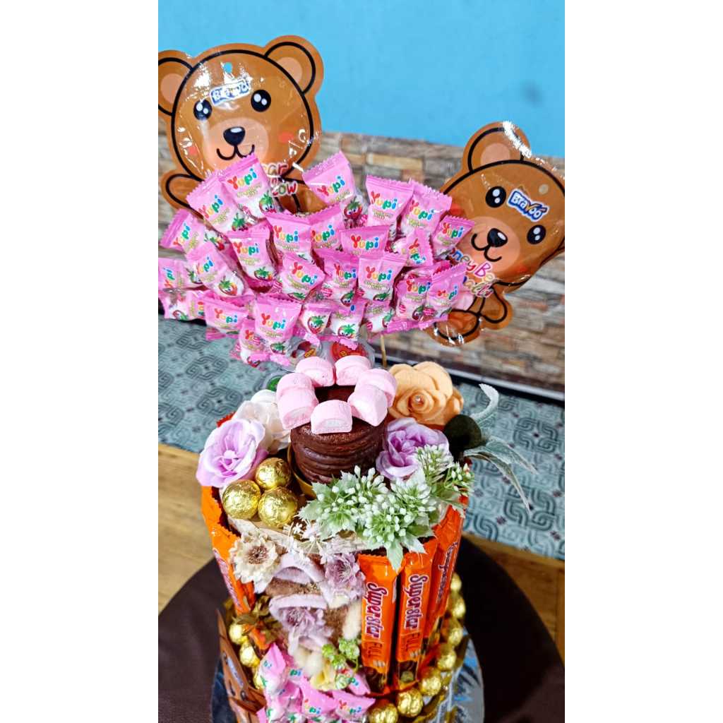 

Snack Tower 2 Tingkat Karakter Lucu Viral Untuk Ulang Tahun Give For Birthday