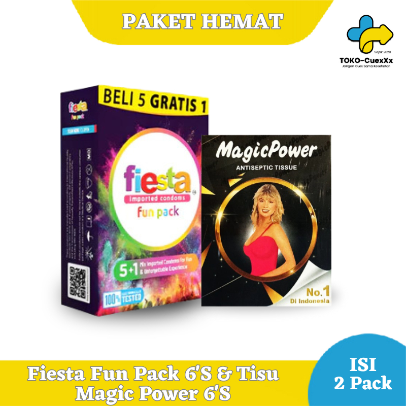 Kondom Fiesta Fun Pack 6 Pcs Tipis FREE Tisu Magic Power isi 6 pcs