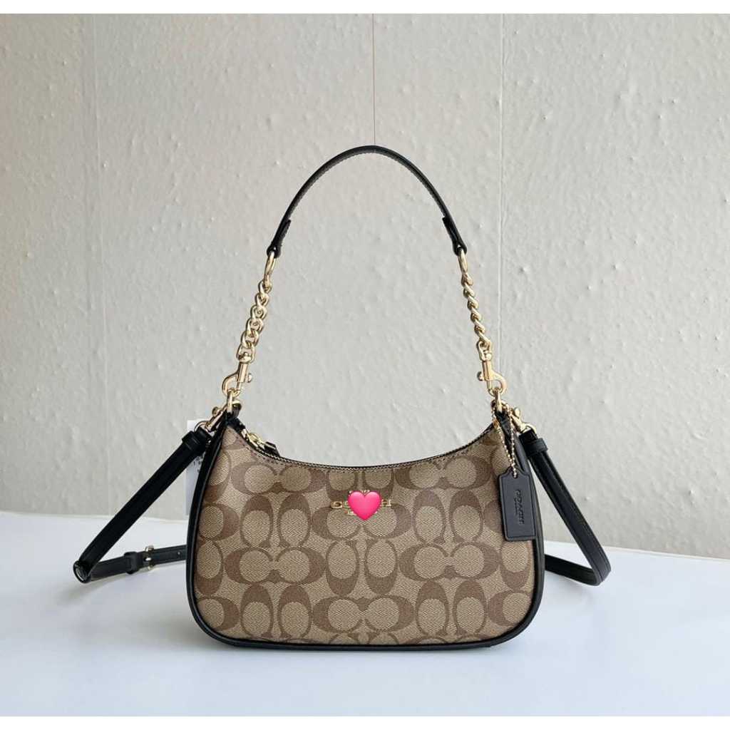 Tas CA548 Teri Shoulder Bag In Signature Canvas Khaki Black