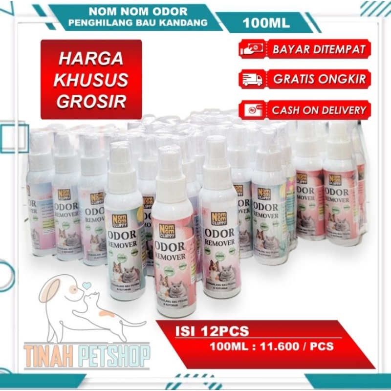 PETSHOP GROSIR ISI 12 Penghilang Bau Pesing dan Kotoran Hewan ODOR REMOVER NOMNOM CLUPPY 100ML
