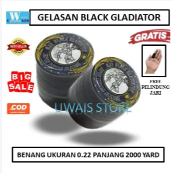 Gelasan Super Silicone Black Gladiator Original by Uwais Kites - Senar Gelasan Turnamen Aduan - Bena