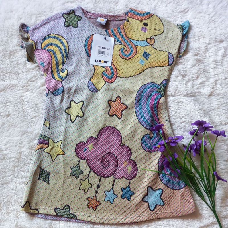 70806uk Lemone daster anak pendek kaos lucid motif lucu fashion