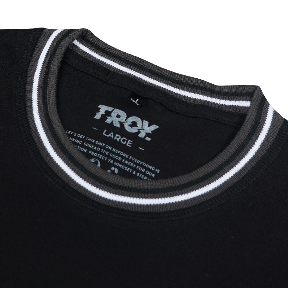 Troy Company Neck Strip Tshirt Black Contour - Kaos Lengan Pendek Kaos Hitam KST 3100-3A1W1B