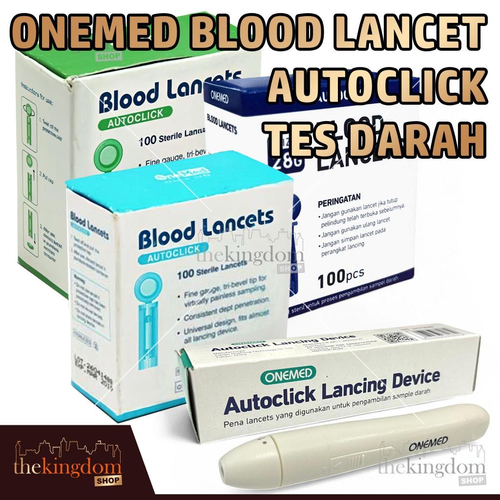 Onemed Blood Lancet Autoclick 26G 28G 21G /100 Jarum Test Ambil Tes Darah Lancing Device Pen Auto Cl