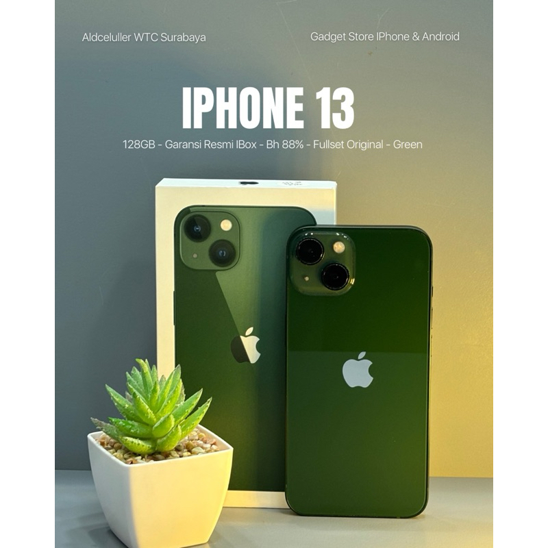 iphone 13 128gb green garansi resmi second