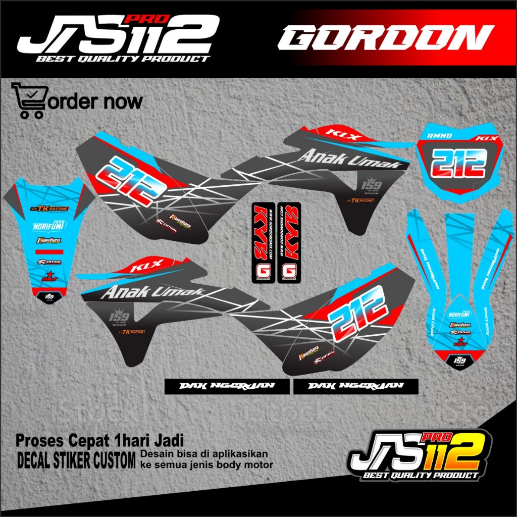 DECAL KLX GORDON DECAL BODY GORDON DECAL KAWASAKI KLX GORDON