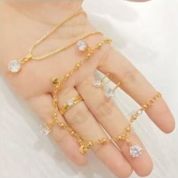 set perhiasan mewah liontin putih titanium anti karat