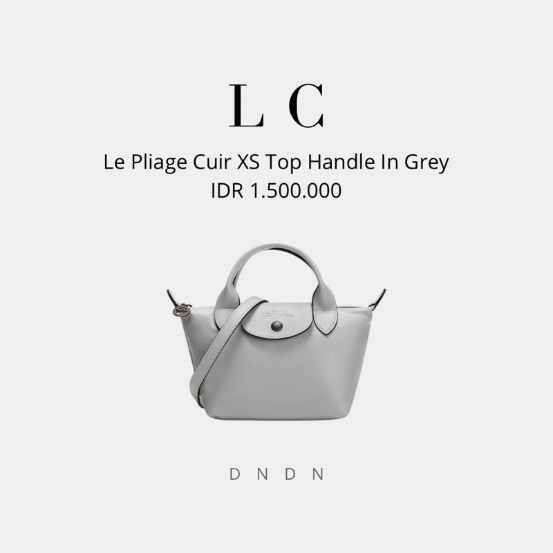 Le Pliage Cuir XS Top Handle In Grey