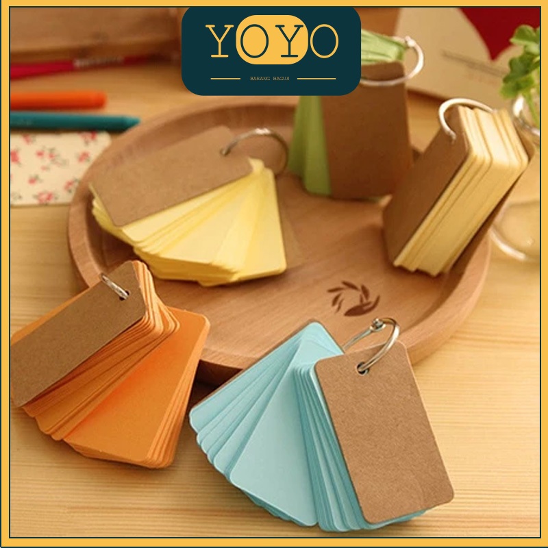 

【50 Lembar】Flash Card Warna Pastel Note book Ring Memopad Note Gratis Ring