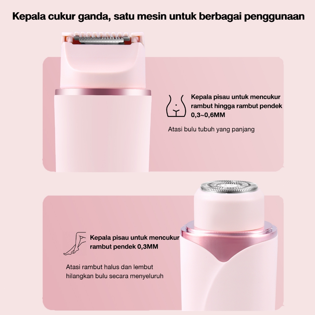 Ckeyin Alat Cukur 2 In 1 Shaver Portabel Alat Penghilang Bulu Seluruh Tubuh Alat Cukur Kepala Ganda