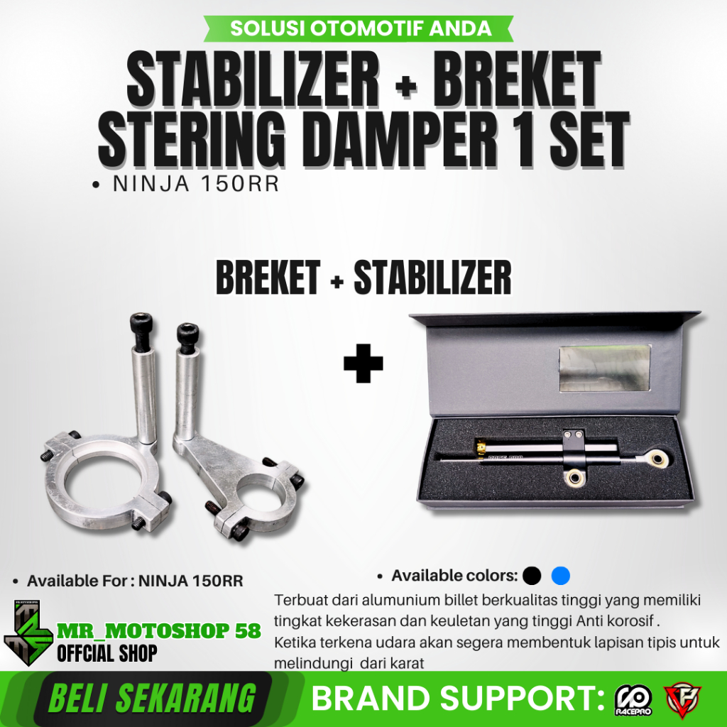 BREKET STERING DAMPER NINJA 150 RR STERING DAMPER NINJA 150R DUDUKAN STERING NINJA RR STABILIZER