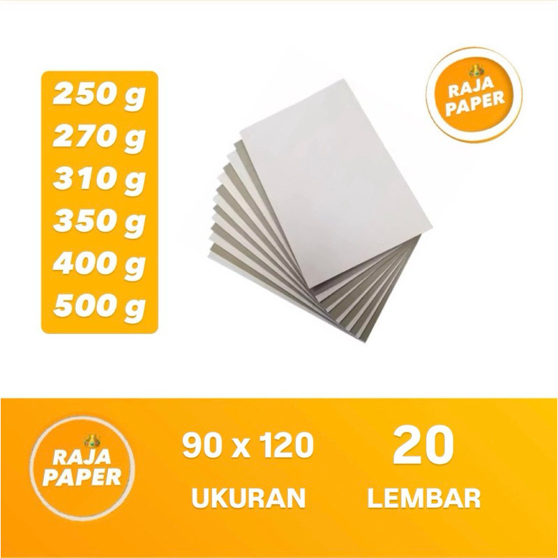 Kertas Duplex Ukuran PLANO 90 Cm x 120 Cm 20 Lembar 250 270 310 350 400 500 Gsm Gr Gram ( 900 Mm x 1