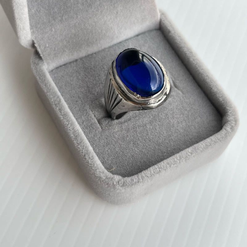 Cincin Batu Natural Blue Safir Original Stone Kualitas Terbaik