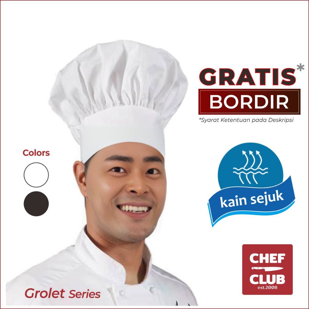 Topi Koki Chef Hat Topi Chef tipe Baker Hat Topi Seragam Koki Topi Chef untuk Kitchen Professionals 