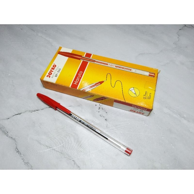 

PENA JOYKO BP-345 MERAH ISI 12 PCS / BALLPOINT HARUTO BP-345 0.7MM - JOYKO