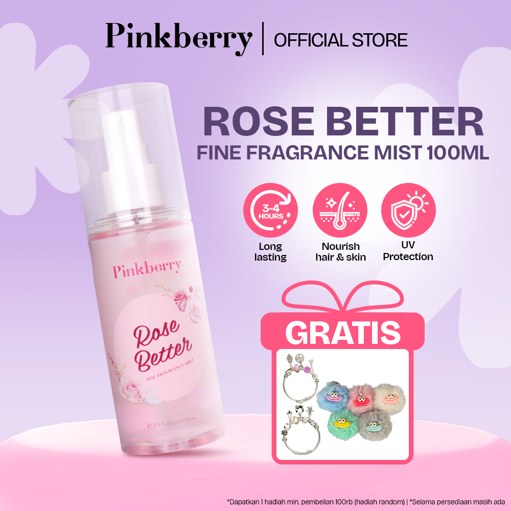 PINKBERRY Hair & Body Mist Rose Better - Parfum Spray Rambut dan Badan Melembabkan Aroma Bunga Mawar
