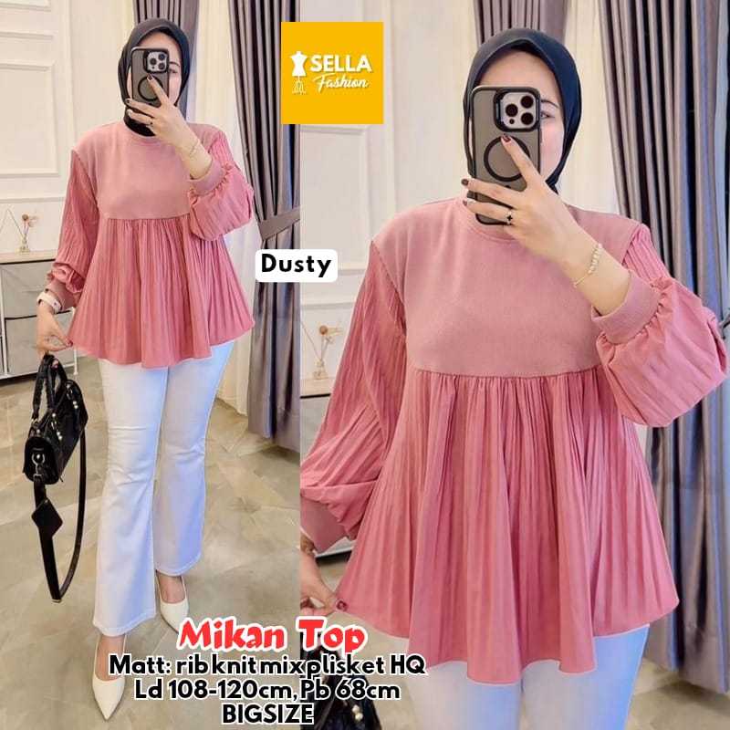 BLOUSE PLISKET WANITA LENGAN BALON MOTIF TERBARU PAKAIAN WANITA BAJU ATASAN