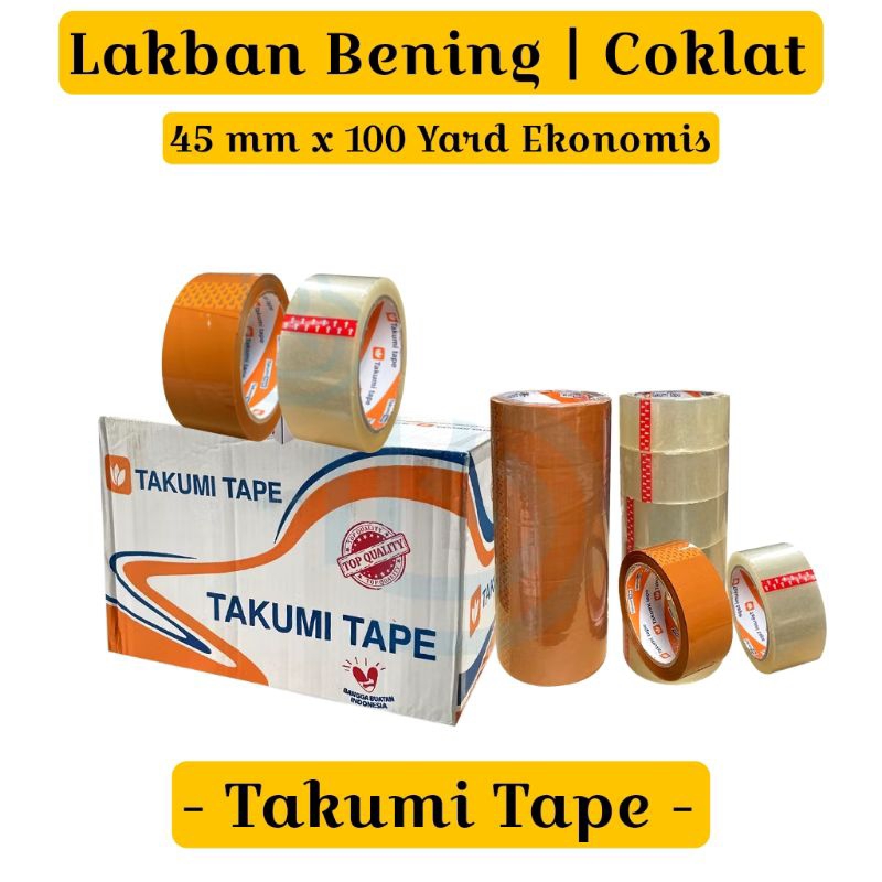 

LAKBAN Bening / Coklat 1 Dus 45mm x 100 Yard ekonomis - TAKUMI