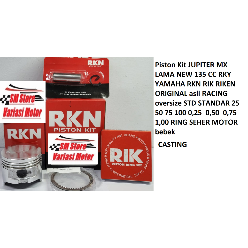 Piston Kit JUPITER MX LAMA NEW 135 CC RKY YAMAHA CASTING RKN RIK RIKEN  jepang japan quality oversiz