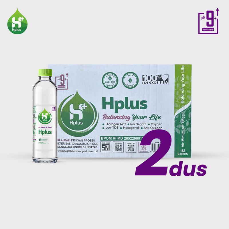 

Hplus Alkaline Water pH 9+ : 600ml - Paket Bundling 2 Dus