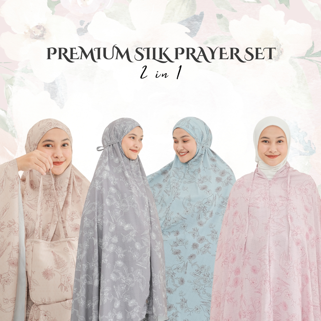 Rifayya Premium Silk 2 in 1 Prayer Set (Mukena Motif) + Kartu Ucapan