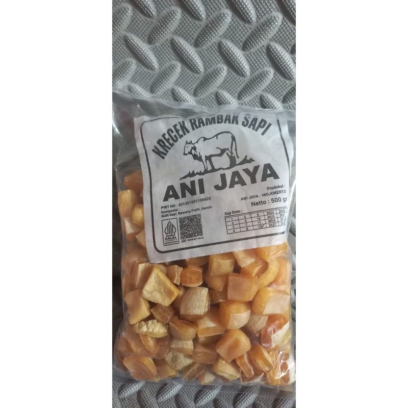 

Krecek Rambak Kulit Sapi Varian Kotak / Dorokdok Asli Khas Mojokerto Kemasan 500gr