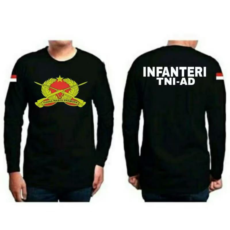 kaos baju infanteri tni ad lengan panjang warna hitam