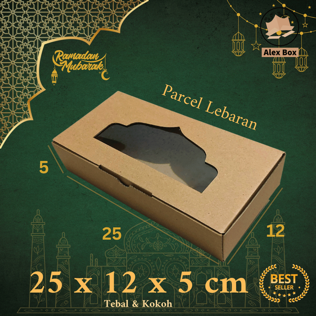 

Kardus Parcel Lebaran Ukuran 25 x 12 x 5 cm | Box Mika Hampers Idul Fitri | Diecut Hantaran Kue