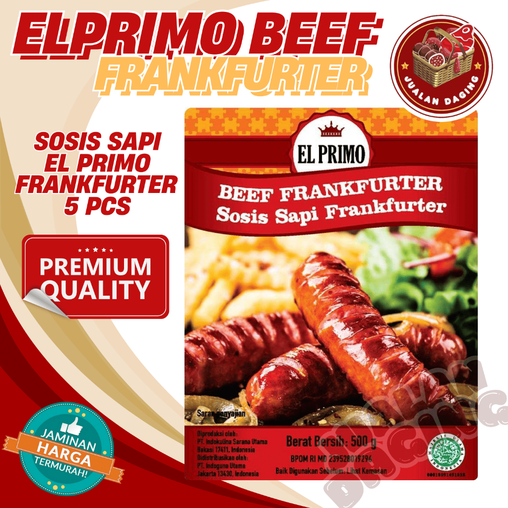 

SOSIS ELPRIMO BEEF FRANKFURTER 500gr isi 5