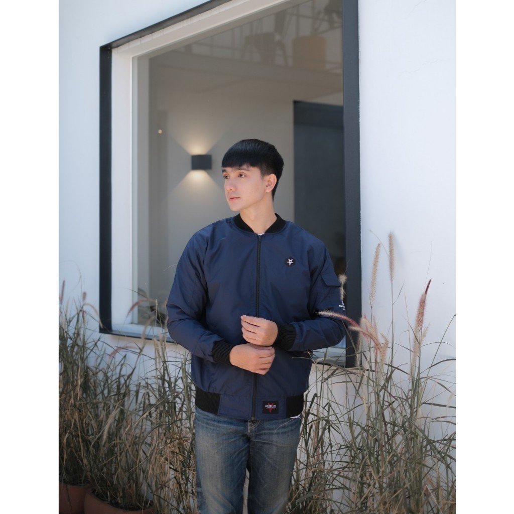 Jaket Bomber Simple Pria Dewasa Bahan Taslan Premium - Jaket Outdoor Keren Anti Air & Angin, Nyaman 