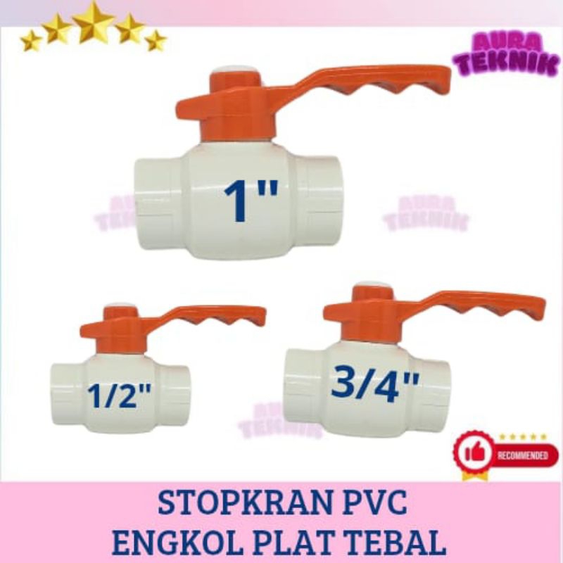 Stop Kran PVC Tebal Engkol Plat Besi 1/2" 3/4" 1" DINASTY