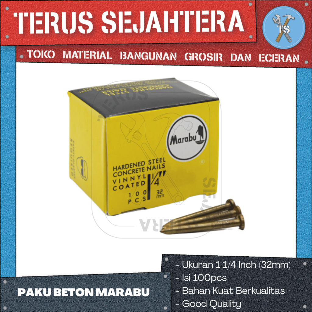 PAKU BETON MARABU UKURAN 1 1/4 / PAKU DINDING/ PAKU TEMBOK (3CM)