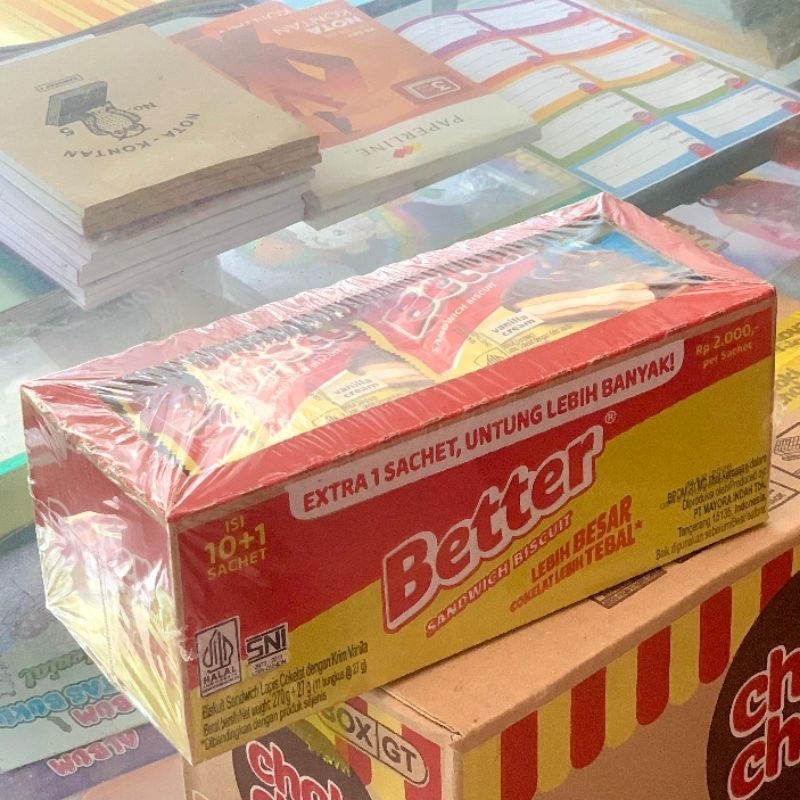

Better Sandwich Biscuit Enak Lebih Besar Isi 10+1 Sachet