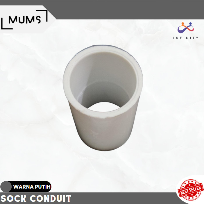 INF 10 Pcs Sambungan Pipa Listrik Conduit Lurus Putih 20 mm PVC Plastik Socket Sock Sok Konektor Pip